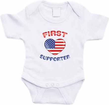 Wit First Amerika supporter rompertje baby - Babykleding 92