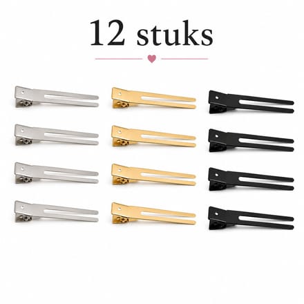 Haar in Stijl® 12 2-Benig Metal Clips Mix - Haarklem - DIY Haarclips