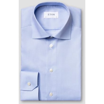 Eton Overhemd Micro Houndstooth Fine Twill Licht Blauw / male