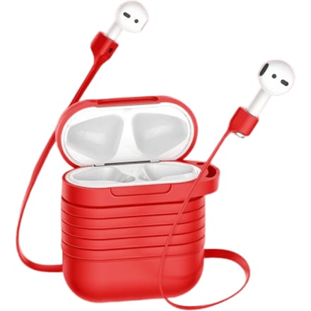 Baseus Luxe AirPods 1/2 Case met Anti-Lost Strap Rood