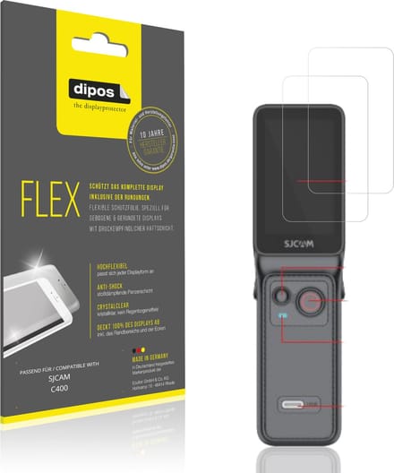 dipos – 2x Beschermfolie geschikt voor SJCAM C400 | 3D Full Cover Screenprotector | 100% Passend