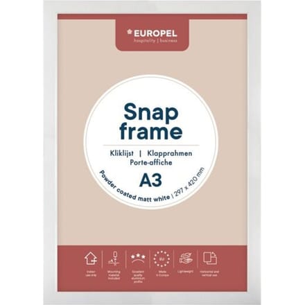 Kliklijst Europel - Posterlijst - A3 - 29,7 x 42 cm - 25mm frame - Mat wit