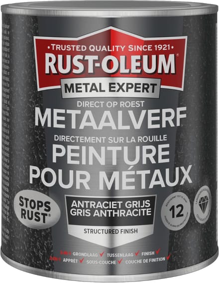 Rust-Oleum Metal Expert Direct Op Roest Structuurverf Antraciet 750ml