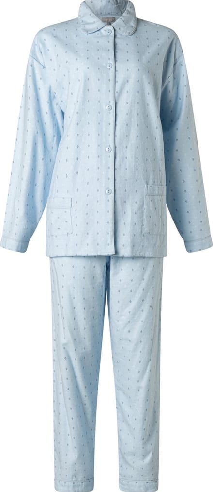 Lunatex - dames pyjama 641511 - flanel - blauw - maat XL