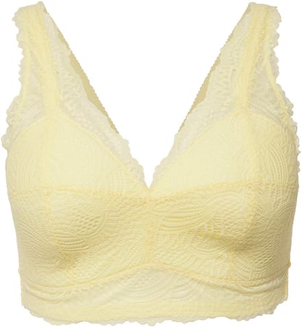 Ulla Popken - Dames - Bralette zachte cups kant zonder beugel - Lichtgeel - Maat 95C