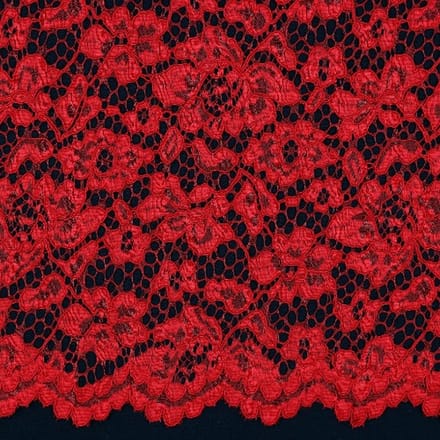 10 meter kant stof - Rood - 145cm breed