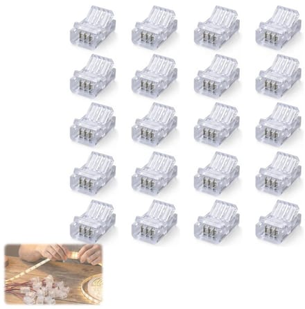 Stripconnectoren voor 8mm 4-pins LED-verlichting - 20 stuks snelle aansluitingen voor LED-strips en kabels