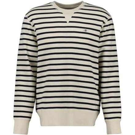 Gant Trui Striped Waffle Texture Sweat Crew Neck Cream / male
