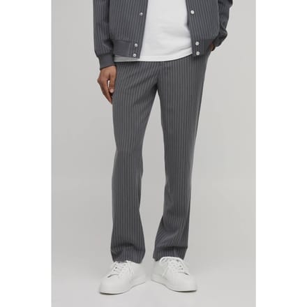 Gestreken Rechte Pasvorm Gestreepte Co-ord Broek | Charcoal | Size 30