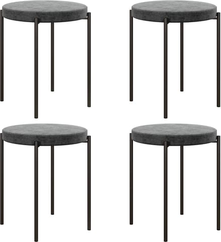 HOMCOM-Esszimmerhocker-Polyester, Metall-41,5L x 41,5B x 46H cm-Dunkelgrau