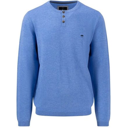 Fynch-Hatton Trui Henley Cashmere Mix Light Sky / male