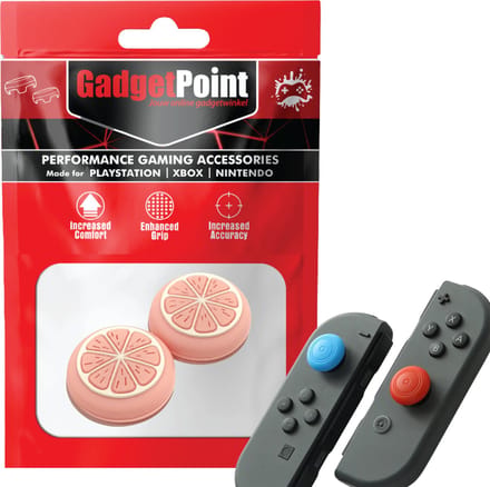 Gadgetpoint - Thumb Grips voor Nintendo Switch Joy-Con Controllers - Gaming Thumbgrips - Performance Anti-Slip Thumbsticks - Bescherming Accessoires - Fruit - Roze