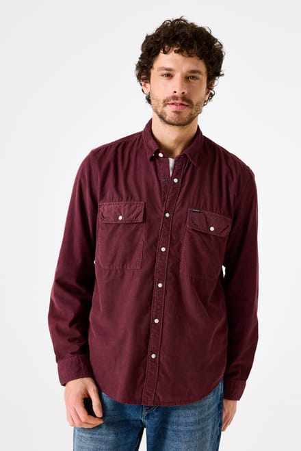 Bordeauxrode corduroy overhemd