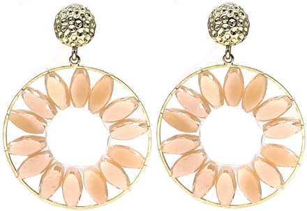 Oorbellen facetglas - roze - 5x4 cm