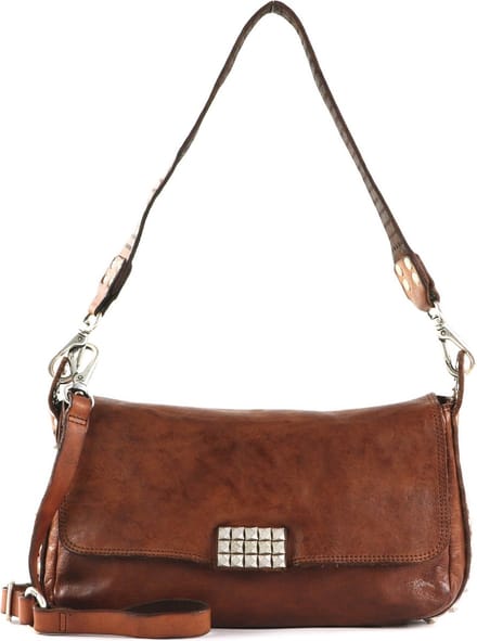 CAMPOMAGGI Leren Schoudertas Shoulder Bag Cognac Bruine