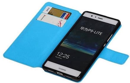 Cross Pattern TPU Bookstyle Wallet Case Hoesje Geschikt voor Huawei P9 Lite Blauw