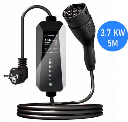 Zenergy Mobiele Thuislader Type 2 - Elektrische Auto - Laadkabel - 3.7 kW - 8-16A - Waterdicht - 5M