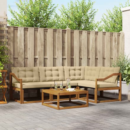 vidaXL - Buiten - bank - set - 5 - st - Natuurlijk - en - Beige