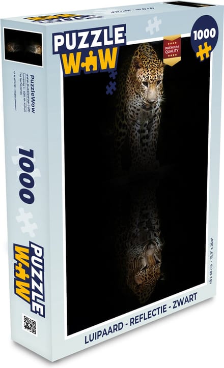 Puzzel Luipaard - Reflectie - Zwart - Legpuzzel - Puzzel 1000 stukjes volwassenen