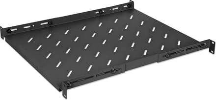 ntellinet 19 inch Rack Shelf – 1U vaste plank – verstelbare rails 550‑750 mm – max. 20 kg – zwart