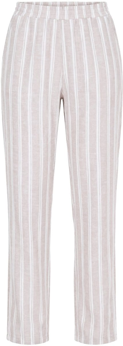 Ulla Popken - Dames - Linnen broek Ruby strepen rechte pijpen - Room - Maat 62+