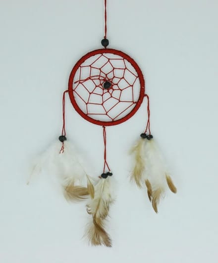 Dromenvanger / Dreamcatcher Ø9cm zonder kleintjes  - rood