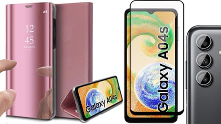 Hoesje geschikt voor Samsung Galaxy A04s / A13 5G - Screenprotector FullGuard & Camera Lens Screen Protector - Book Case Spiegel Roségoud