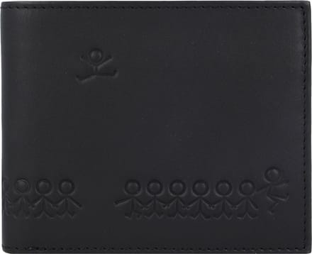 oxmox Leren portemonnee Leather RFID Protect Querscheinbörse Jumping Jack Embossed Black zwart