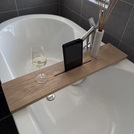 Maison DAM - Badplank eikenhout Silver Grijs - 65x20x3cm - Met Tablet uitsparing - Rubio Monocoat