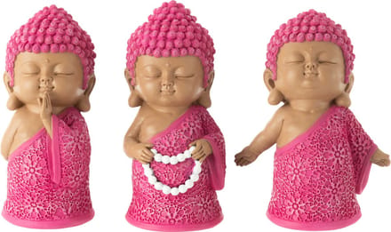 J-Line figuur Monnik Ketting - polyresin - roze - 3 stuks