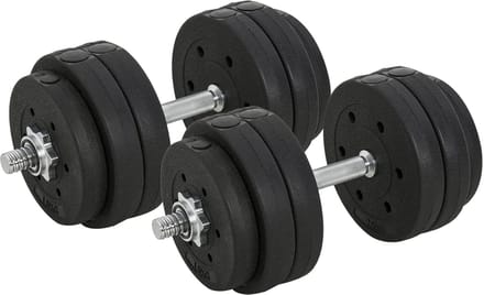 HOMCOM dumbbellset - staal/pu - 43L x 18B x 7,5H cm - zwart