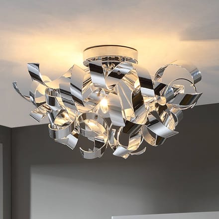 Lindby plafondlamp Elviro, Ø 50 cm, chroomkleurig, metaal