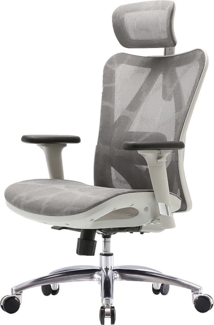 Bureaustoel MCW-J87, bureaustoel, ergonomisch verstelbare armleuning, 150kg belastbaar ~ grijze bekleding, wit frame