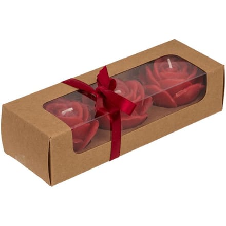 Rozen kaarsen - Rood - Set van 3 - Ca. 6 x 4 cm - Leuke kaarsen - Valentijns cadeau
