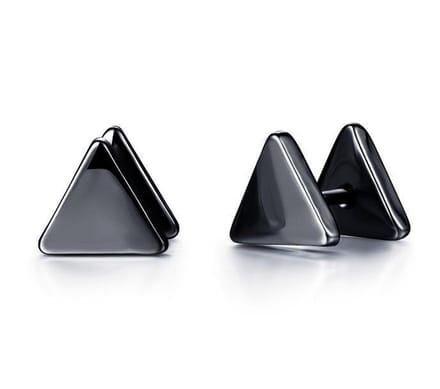 Stud Oorbellen - Edelstaal – Driehoek – Triangle Studs - Zwart