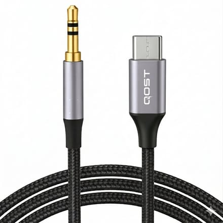 Qost - USB-C naar Aux kabel - Spacegrey - 1 Meter - 3,5 mm jack naar USB-C - Male to Male