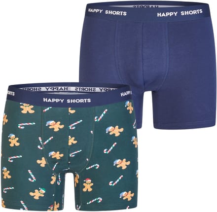 Happy Shorts Heren Boxershorts Kerst 2-Pack Groen/Donkerblauw - Maat M