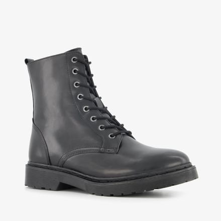 Harper leren dames veterboots zwart - Maat 37