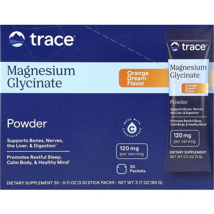 Trace, Poudre de Glycine Magnésium, OrangeDream, 30 Sachets, 3g (0,11 oz) Chaque