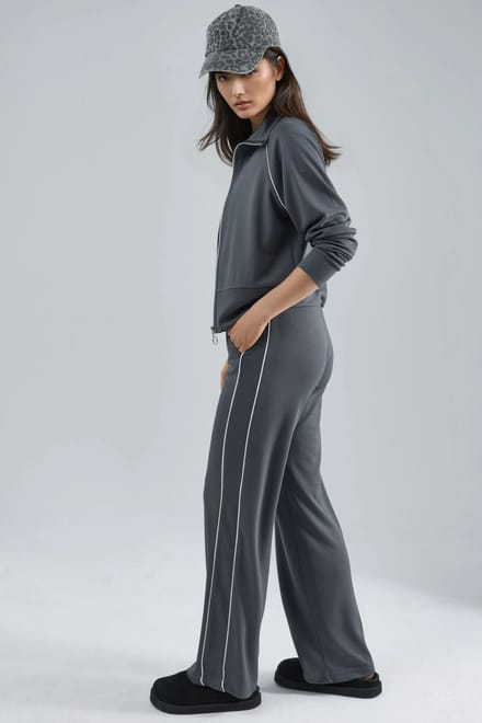 Modal Touch Gebreid Sweatshirt en Broek Set met Rits