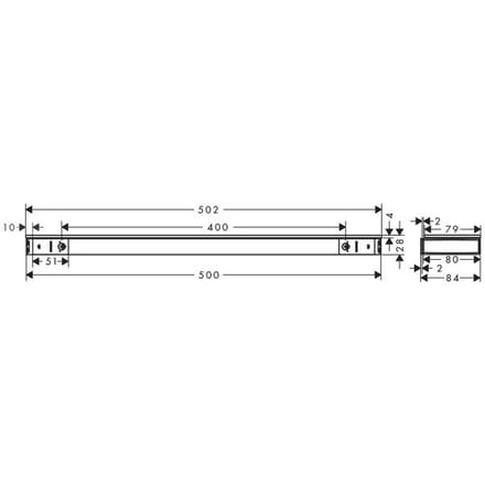 Hansgrohe Rainfinity - Planchet, lengte 50 cm, glas/mat wit 26844700