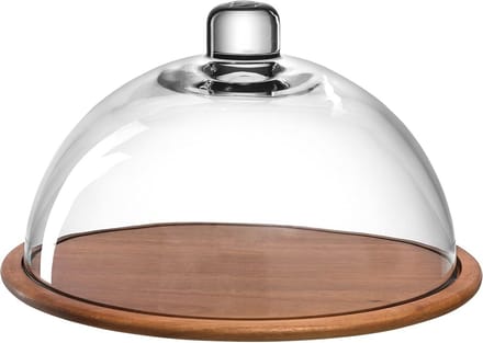 Houten Kaasplank en Glazen Kap - Set van 2 - Ø 280 mm