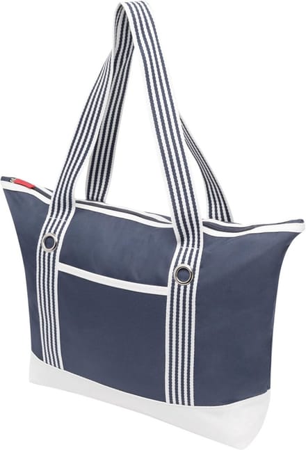 Grote Strandtas Shopper Weekendtas Marine Stijl Blauw Wit