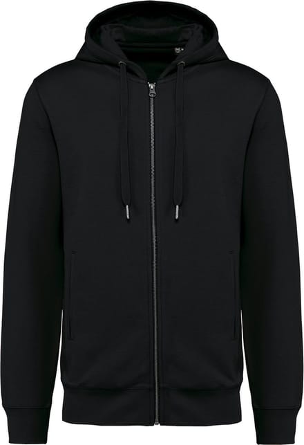 Ecologische unisex sweater met capuchon en rits Zwart - 4XL