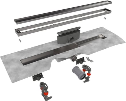 Easy Drain Modulo TAF low douchegoot - 90x6.7cm - met vloerflens - Waterslot: 50mm- RVS geborsteld