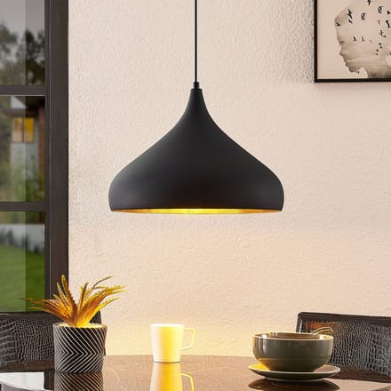 Arcchio - hanglamp - 1licht - ijzer - H: 27 cm - E27 - zwart, goud