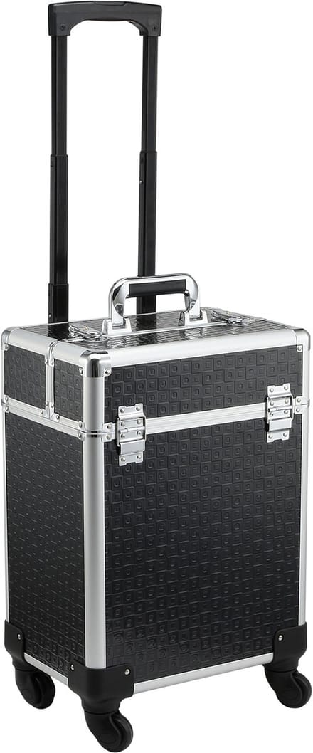 HOMCOM-Make-up treinkoffer - aluminium - 34x24x52cm - zwart