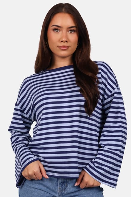 Getdrezzed Top - Maat: S - Gestreepte longsleeve in lichtblauw en blauw