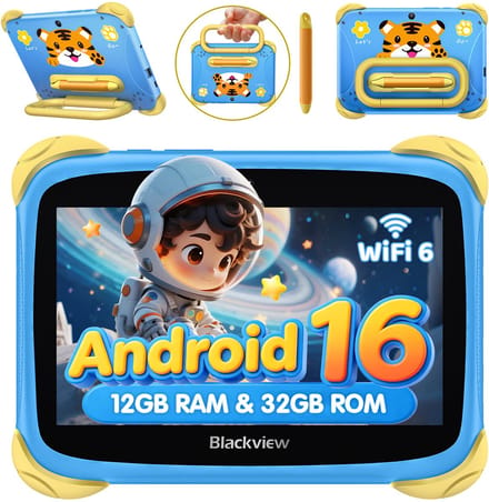 Blackview LINKMINIKIDS Tablet - 12GB RAM - 32GB ROM - 3000mAh- Android 16 - Blauw