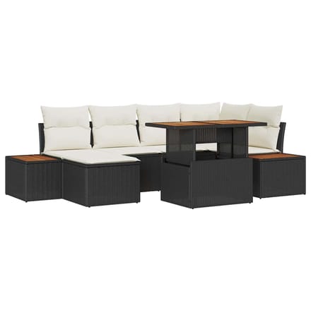 vidaXL - Tuinbank - Set - 7 - st - Zwart - poly - rattan